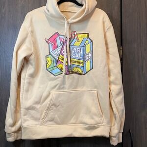 Lyrical Lemonade Mens Graphic Hoodie‎ Cream Yellow Juice Carton Sweatshirt Large